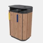 A20-7121 Corbeille tri 2x61L bois avec couvercle cendrier