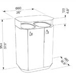 A20-7211 Corbeille tri 2x61L métal avec couvercle plan