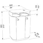 A20-7221 Corbeille tri 2x61L métal avec couvercle cendrier plan
