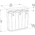 Corbeille bois de tri 3 flux avec protection MÉRIBEL plan
