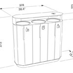 Corbeille bois de tri 3 flux avec protection et cendrier MODANE plan