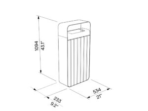 Corbeille de propreté acier bois 60L BIZANOS plan