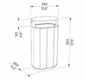 Corbeille de propreté bois 61L MONTMÉLIAN plan