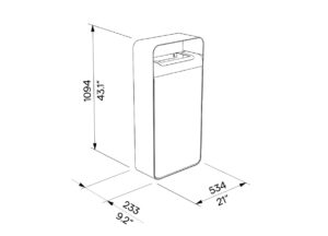 Corbeille de propreté murale tout acier 60L MONTAUT plan