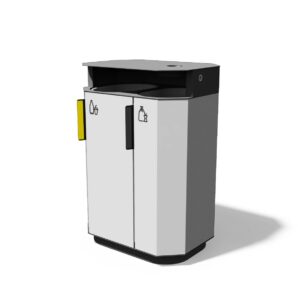 Corbeille de tri acier 2 flux avec cendrier MOÛTIERS