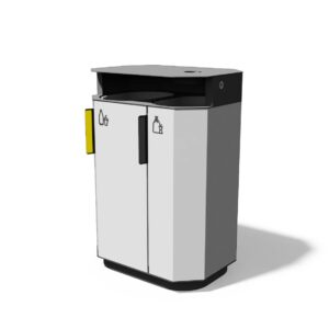 Corbeille de tri acier 2 flux avec cendrier MOÛTIERS