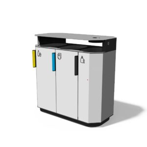 Corbeille de tri acier 3 flux cendrier CHIGNIN.