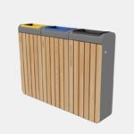 Corbeille de tri bois et acier triple flux 45L ASSON.