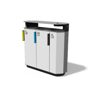 Corbeille de tri de déchets 3 flux cendrier FLUMET