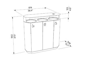 Corbeille de tri de déchets 3 flux cendrier FLUMET plan