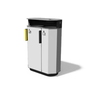 Corbeille de tri double flux acier avec cendrier LA PLAGNE