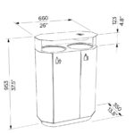 Corbeille de tri double flux acier avec cendrier LA PLAGNE plan