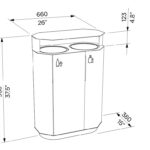 Corbeille de tri sélectif 2 flux acier LA GIETTAZ plan
