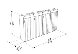 Corbeille de tri sélectif 4 flux 45L acier bois MONT plan
