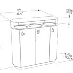 Corbeille de tri sélectif acier 3 flux AUSSOIS plan