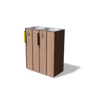 Corbeille de tri sélectif durable en bois 2 x 38L SÉRIGNAN-