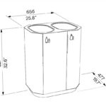 Corbeille de tri sélectif simple acier 2 flux JARSY plan