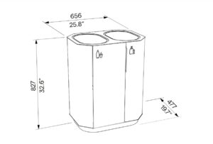Corbeille de tri sélectif simple acier 2 flux JARSY plan