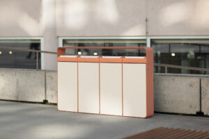 Corbeille de tri tout acier 4 flux protège pluie BIDART.