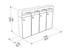 Corbeille de tri tout acier 4 flux protège pluie BIDART plan