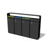 Corbeille de tri tout acier 4 flux protège pluie BIDART..-