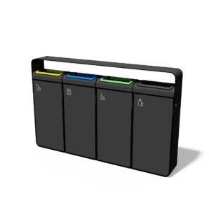 Corbeille de tri tout acier 4 flux protège pluie BIDART..-