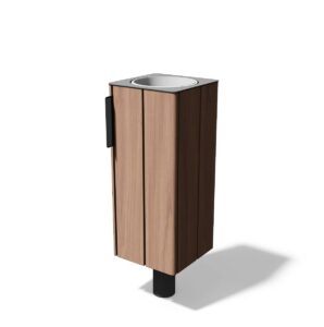 Corbeille simple en bois sur pied central 38L à spiter ou sceller MONTPELLIER