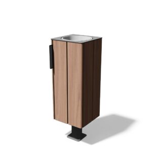 Corbeille simple en bois sur pied central 38L à spiter ou sceller MONTPELLIER (2)