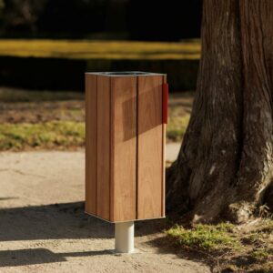 Corbeille simple en bois sur pied central 38L à spiter ou sceller MONTPELLIER