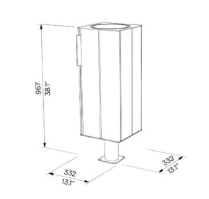 Corbeille simple en bois sur pied central 38L à spiter ou sceller MONTPELLIER plan