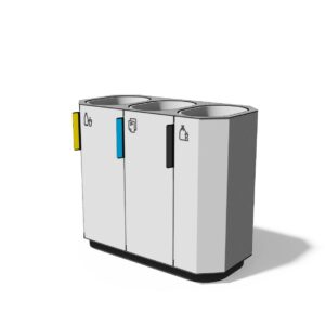 Corbeille tri sélectif acier 3 flux MOUXY