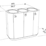Corbeille tri sélectif acier 3 flux MOUXY plan