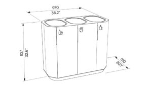 Corbeille tri sélectif acier 3 flux MOUXY plan