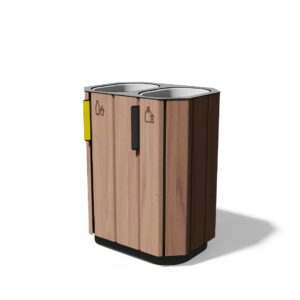 Corbeille tri sélectif en bois 2 flux VALLOIRE