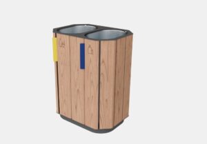 Corbeille tri sélectif en bois 2 flux VALLOIRE.