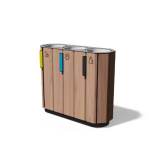 Corbeille tri sélectif en bois 3 flux BOZEL