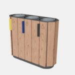 Corbeille tri sélectif en bois 3 flux BOZEL.
