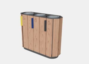 Corbeille tri sélectif en bois 3 flux BOZEL.