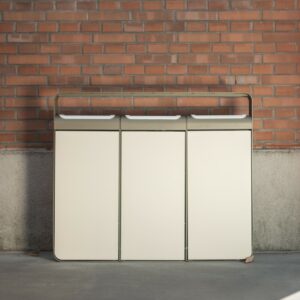 Corbeille tri sélectif robuste 3 flux 45L acier IGON