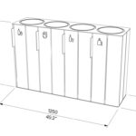 E20-4101 corbeille bois tri x 4 plan
