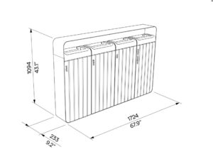 I20-4011 Corbeille tri bois 4x45L couvercle plan