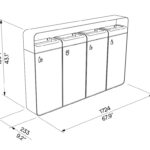 I20-4411 corbeille tri acier 4x45L couvercle plan