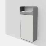 I20-5416 corbeille acier 60L fixation murale couvercle