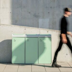 Tri sélectif 3 flux 45L tout acier PAU
