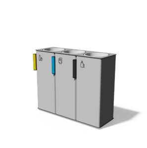 Tri sélectif acier 3 flux sans couvercle LIAUSSON