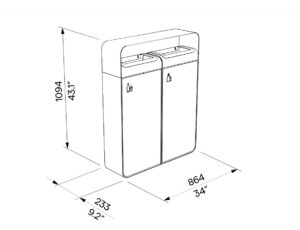 Tri sélectif acier double flux 45L BONNUT plan