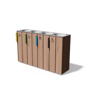 Tri sélectif en bois 4 flux de 38L LUNEL