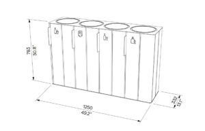 Tri sélectif en bois 4 flux de 38L LUNEL (3)