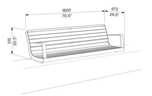Banc avec accoudoirs sur muret Orthez