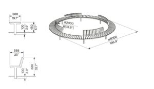 Banc circulaire R2000 avec dossiers ORVAULT plan